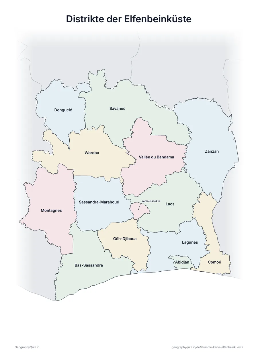 Vorschau des Arbeitsblatts „Distrikte der Elfenbeinküste“ zum Ausdrucken