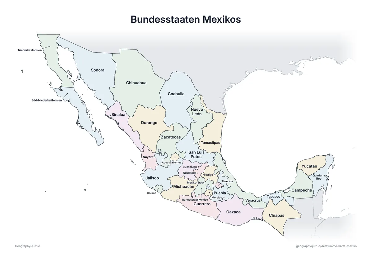 Vorschau des Arbeitsblatts „Bundesstaaten Mexikos“ zum Ausdrucken