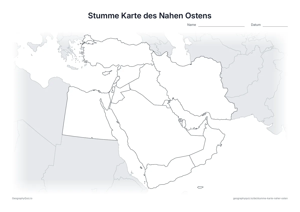 Vorschau des Arbeitsblatts: stumme Karte – Naher Osten