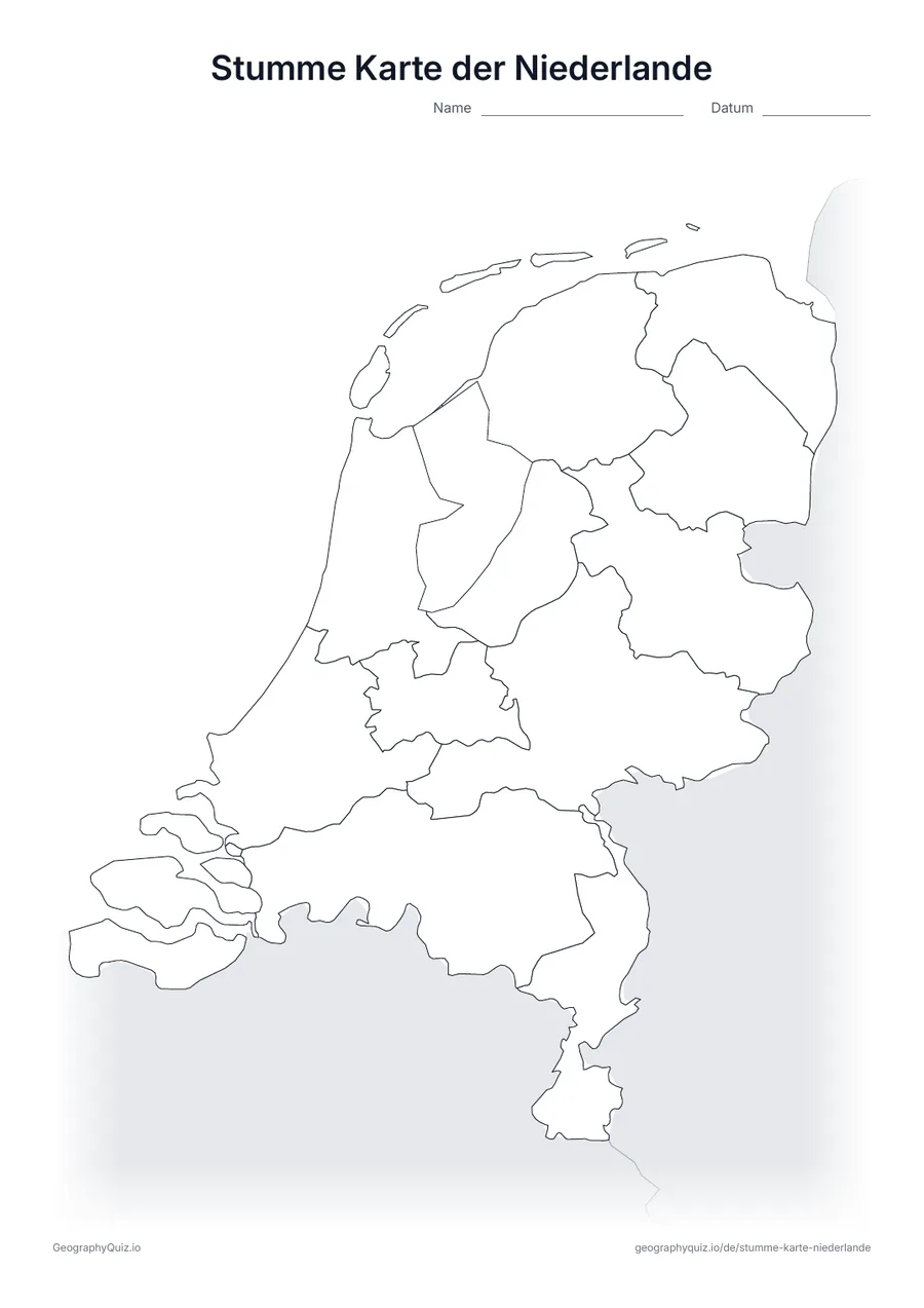 Vorschau des Arbeitsblatts: stumme Karte – Niederlande