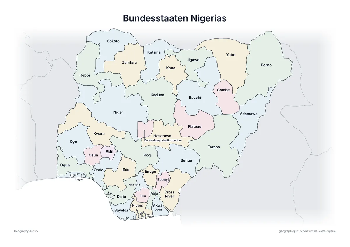 Vorschau des Arbeitsblatts „Bundesstaaten Nigerias“ zum Ausdrucken