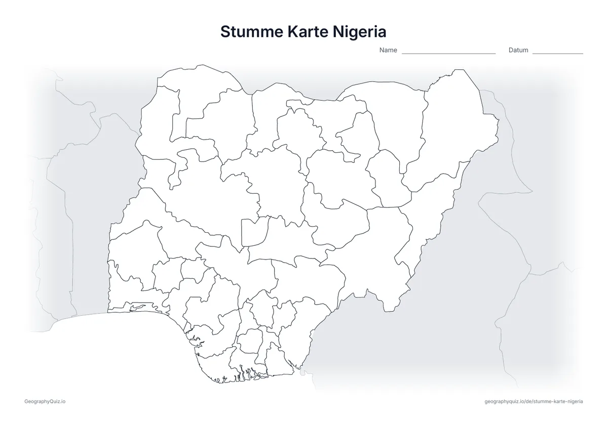 Vorschau des Arbeitsblatts: stumme Karte – Nigeria