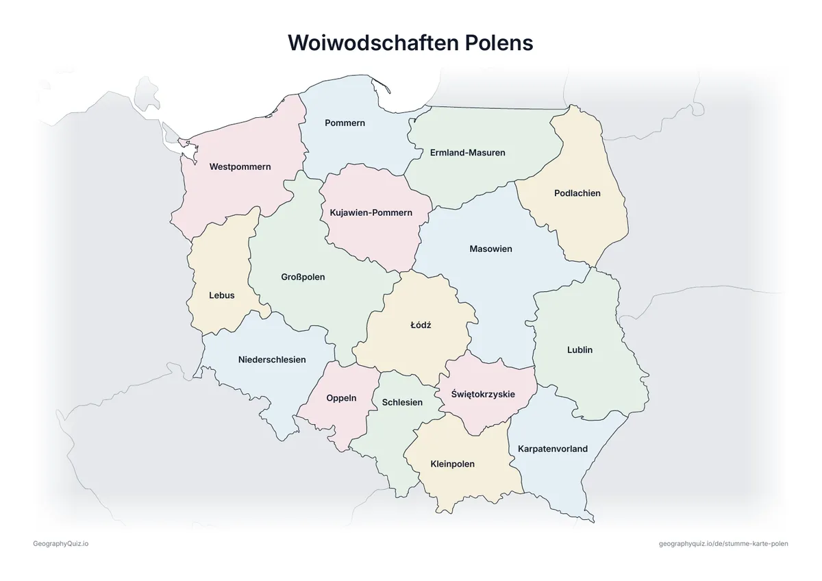 Vorschau des Arbeitsblatts „Woiwodschaften Polens“ zum Ausdrucken