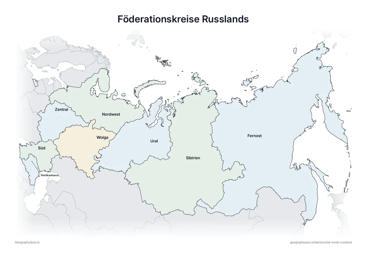 Vorschau des Arbeitsblatts „Föderationskreise Russlands“ zum Ausdrucken