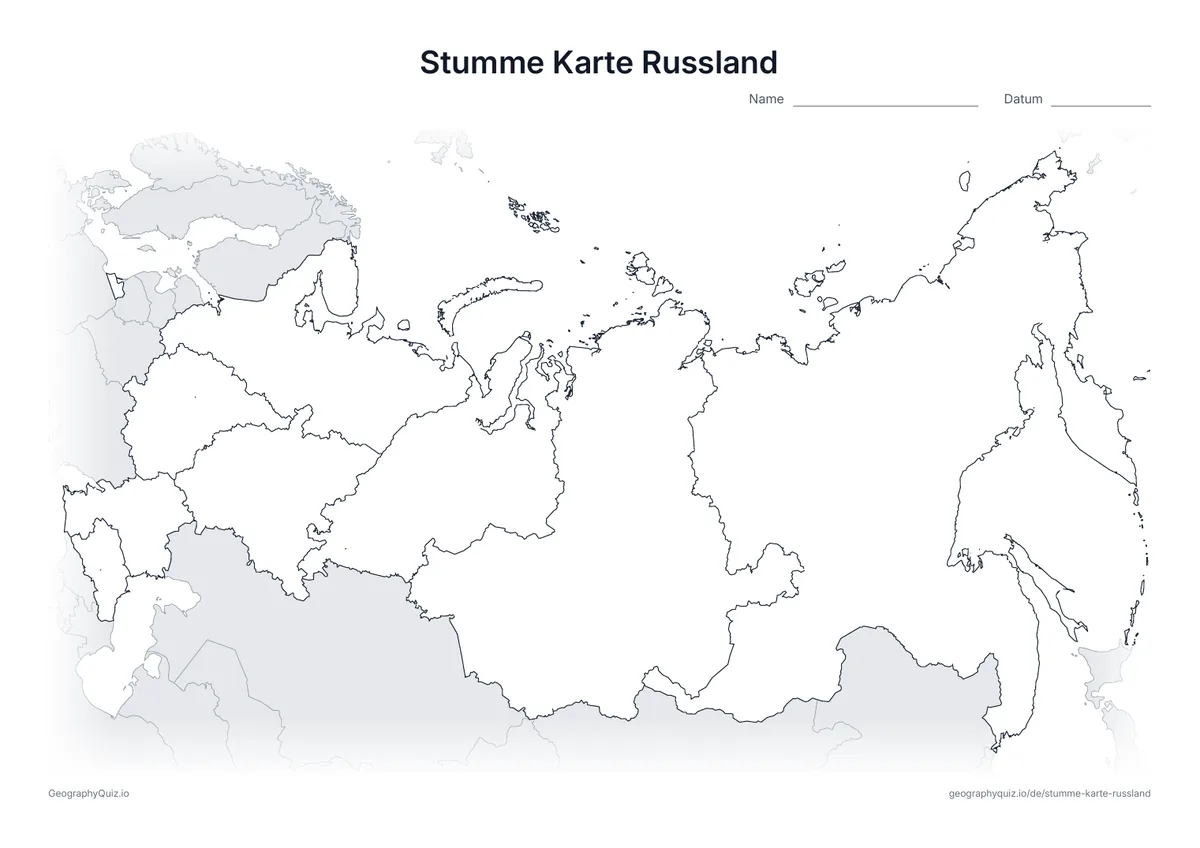 Vorschau des Arbeitsblatts: stumme Karte – Russland