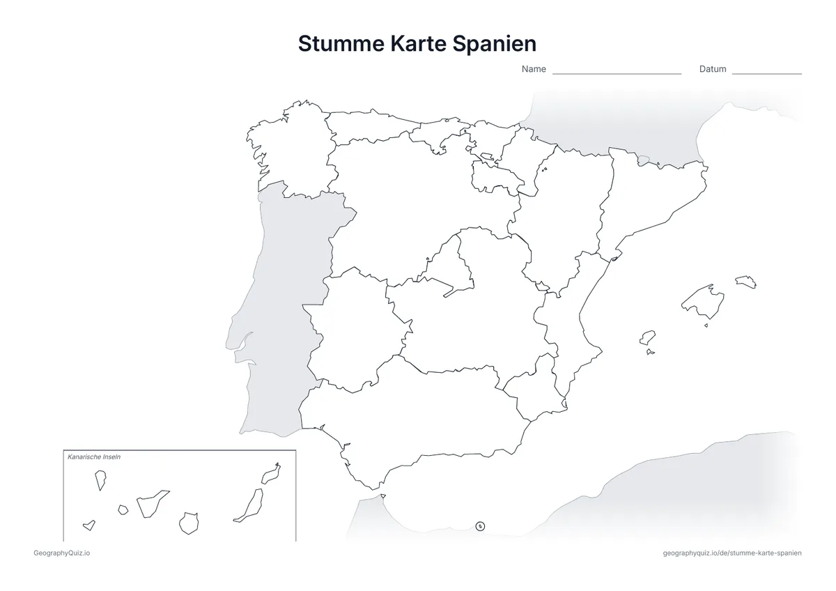 Vorschau des Arbeitsblatts „Stumme Karte Spanien“ zum Ausdrucken