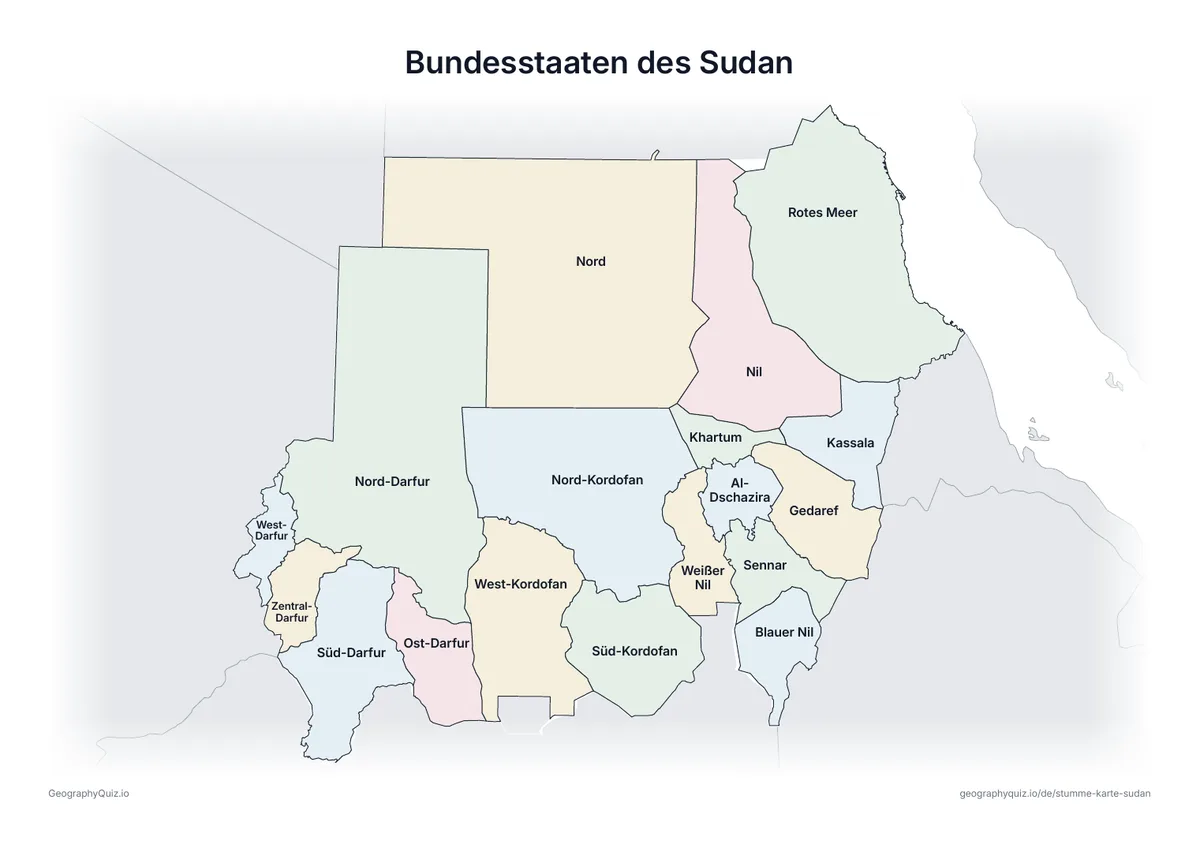 Vorschau des Arbeitsblatts „Bundesstaaten des Sudan“ zum Ausdrucken