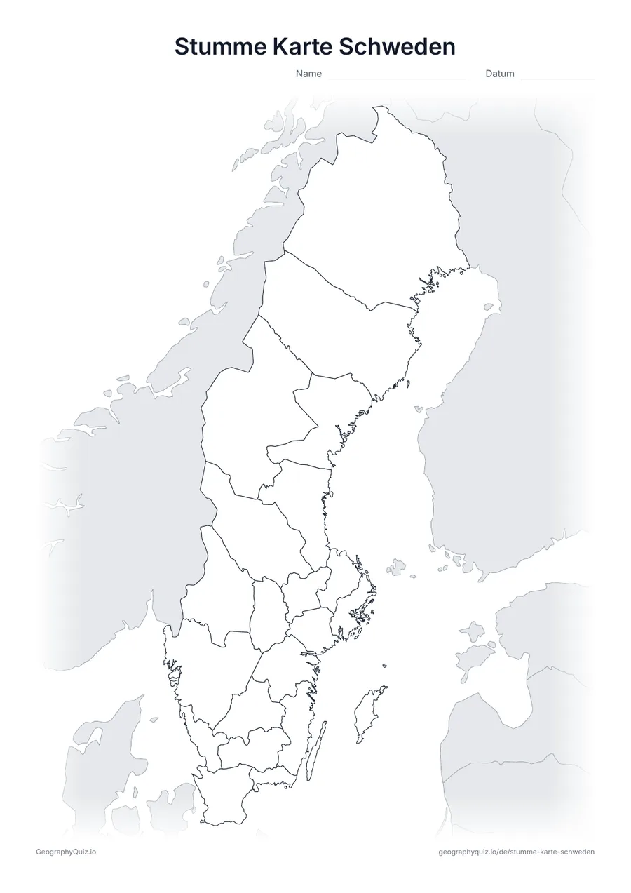 Vorschau des Arbeitsblatts: stumme Karte – Schweden