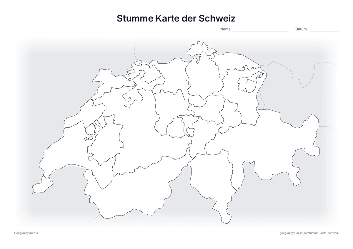 Vorschau des Arbeitsblatts: stumme Karte – Schweiz