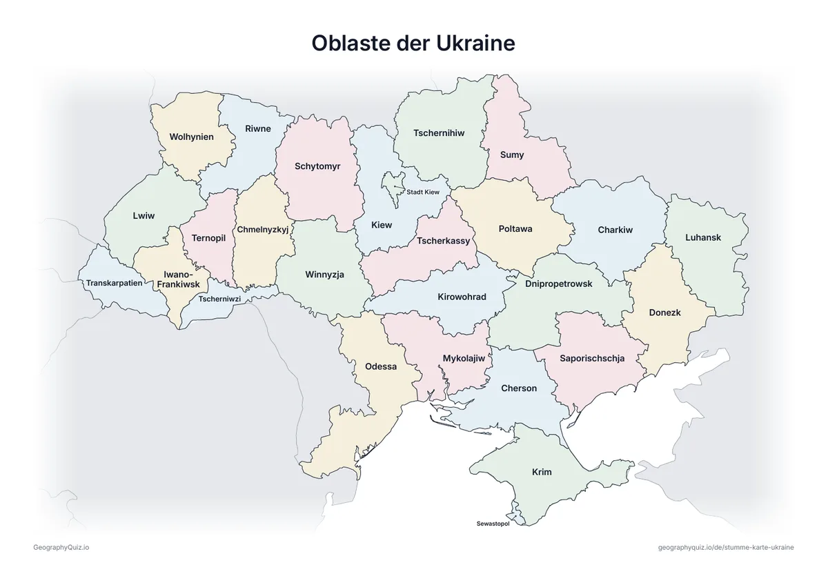 Vorschau des Arbeitsblatts „Oblaste der Ukraine“ zum Ausdrucken