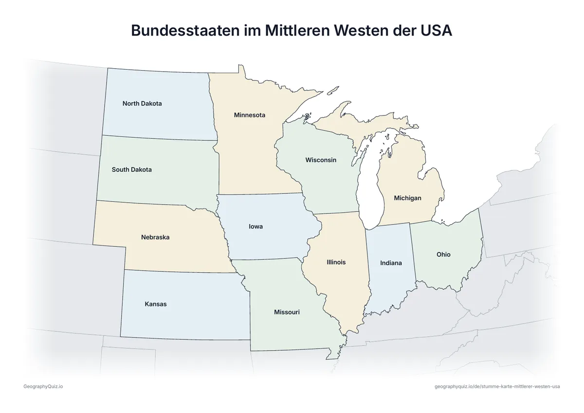 Vorschau des Arbeitsblatts „Bundesstaaten im Mittleren Westen der USA“ zum Ausdrucken