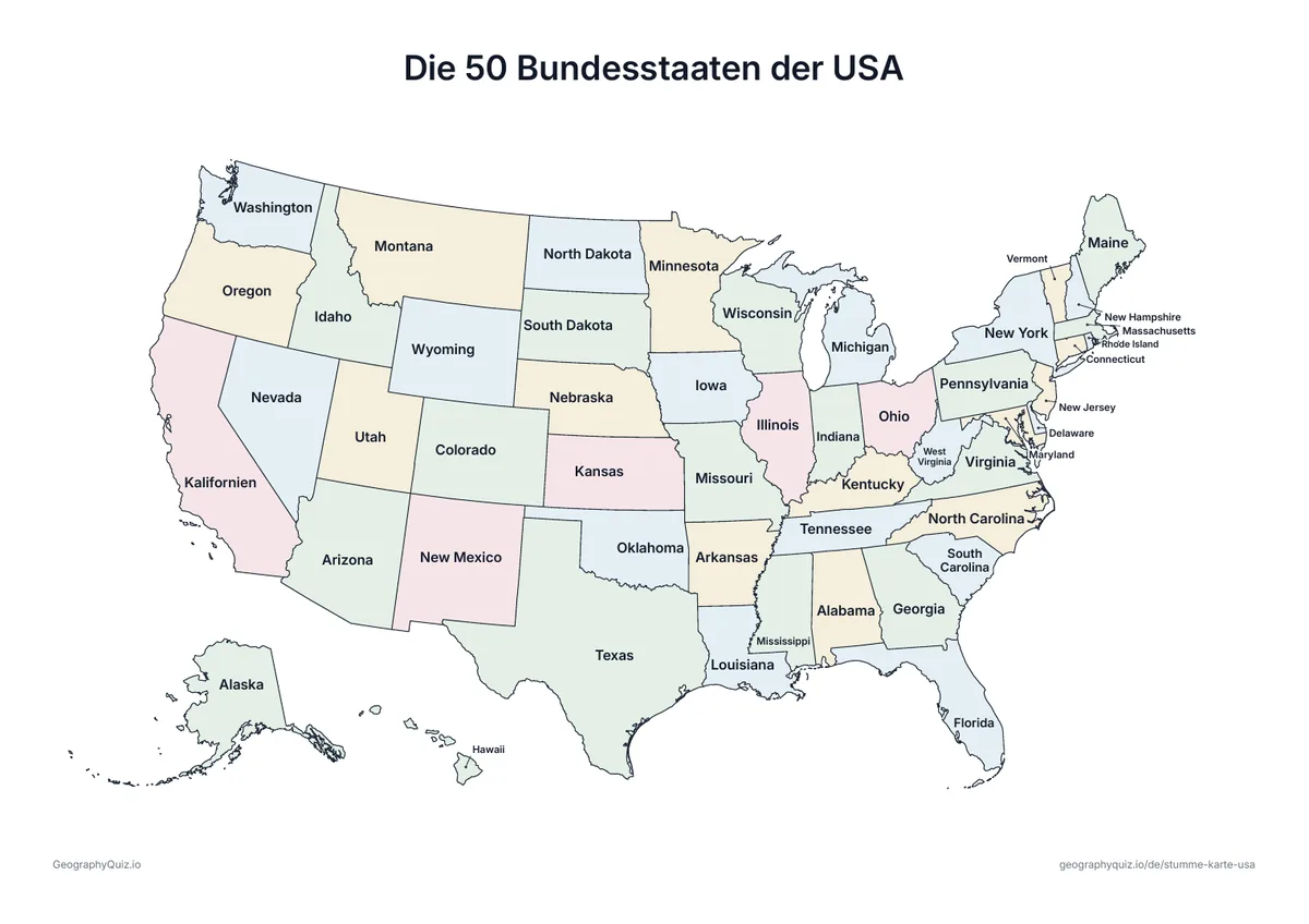 Vorschau des Arbeitsblatts „Die 50 Bundesstaaten der USA“ zum Ausdrucken
