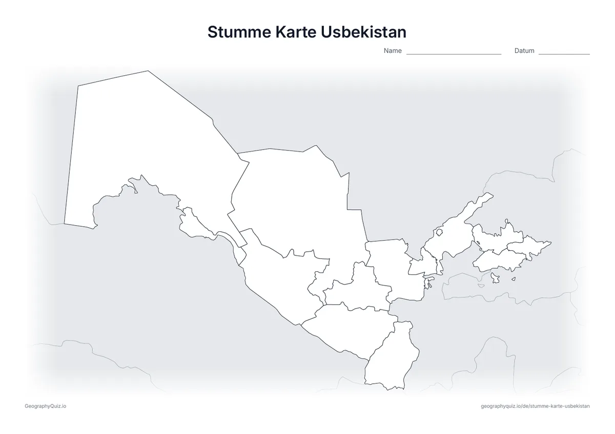 Vorschau des Arbeitsblatts „Stumme Karte Usbekistan“ zum Ausdrucken