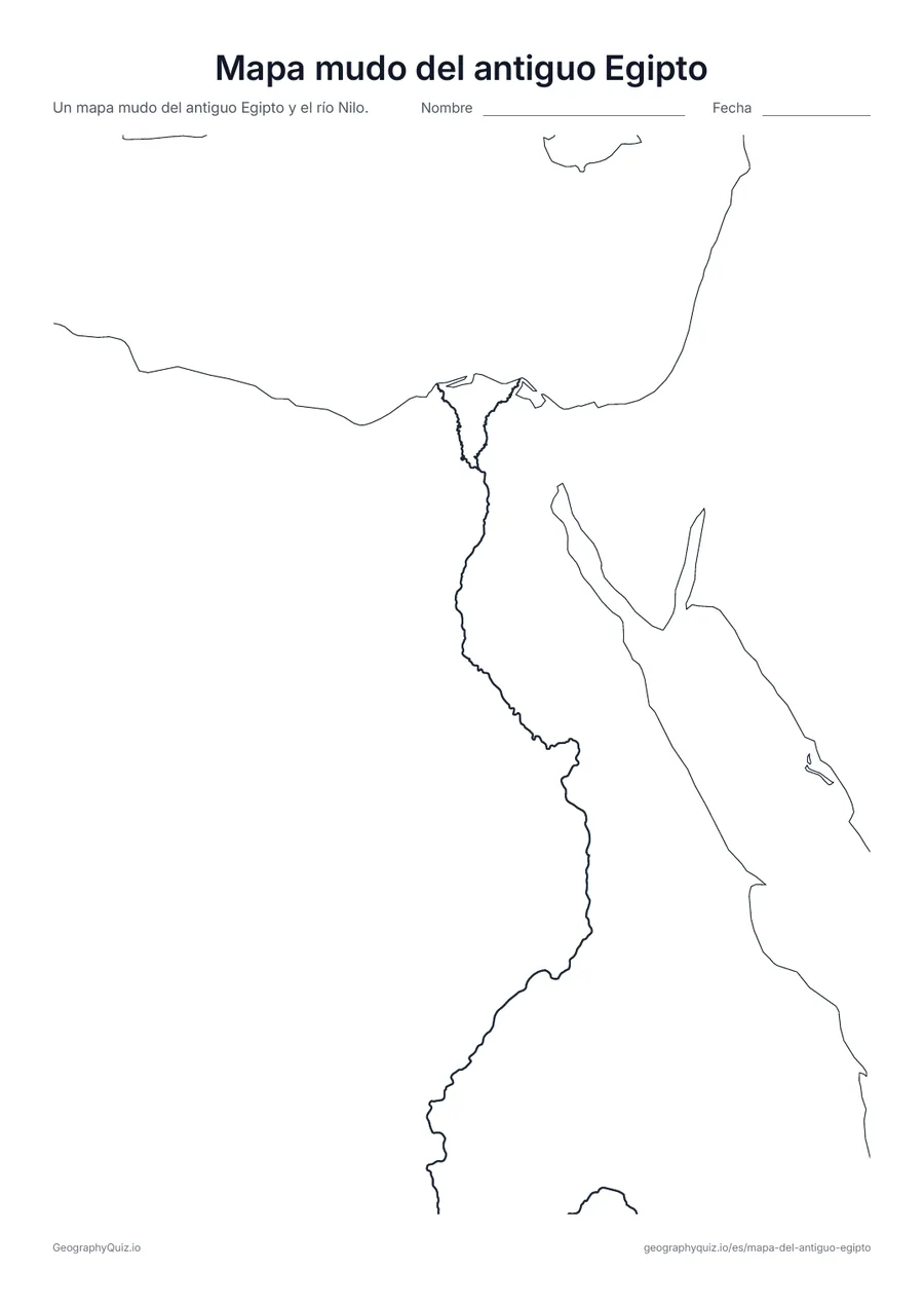 Vista previa de la ficha para imprimir «Mapa mudo del antiguo Egipto»: Egipto, el Sinaí y el río Nilo sin nombres, listo para tu propia actividad