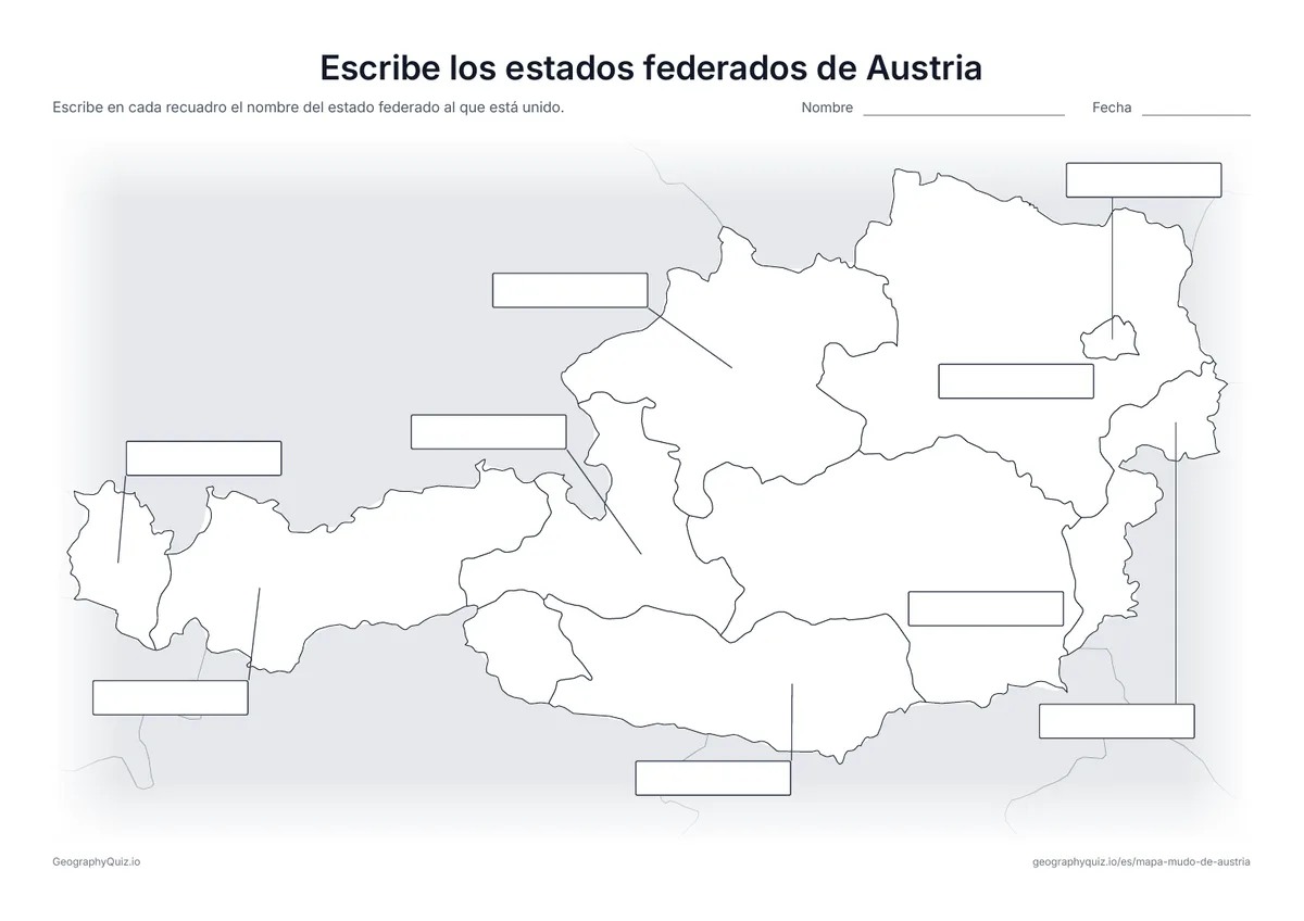 Vista previa de la ficha para imprimir «Escribe los estados federados de Austria»
