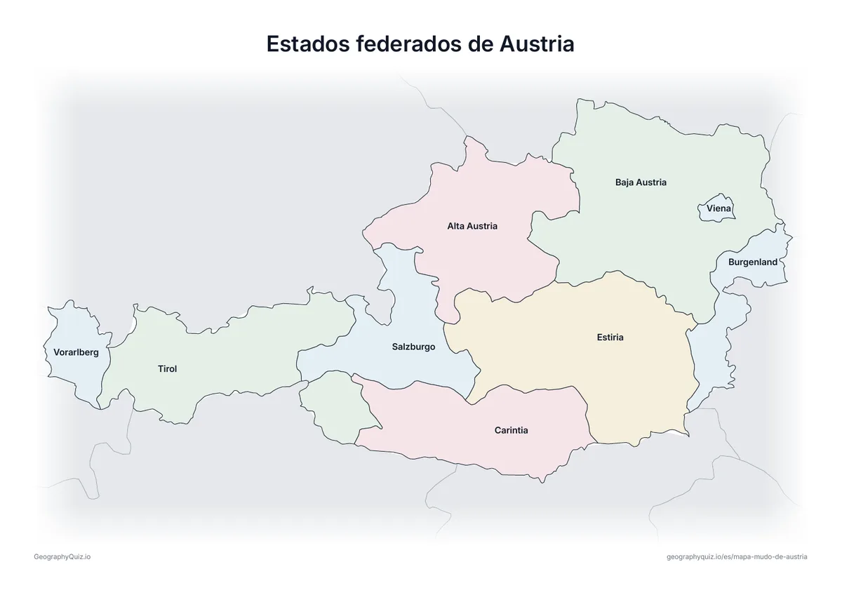 Vista previa de la ficha para imprimir «Estados federados de Austria»