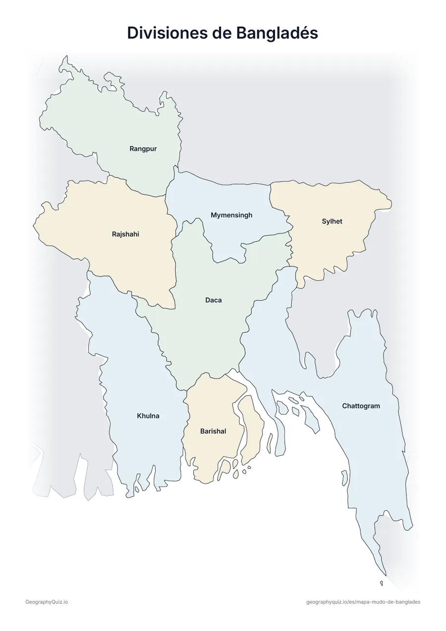 Vista previa de la ficha para imprimir «Divisiones de Bangladés»