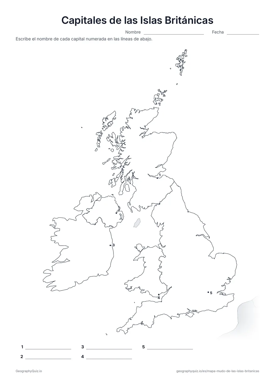 Vista previa de la ficha para imprimir «Capitales de las Islas Británicas»