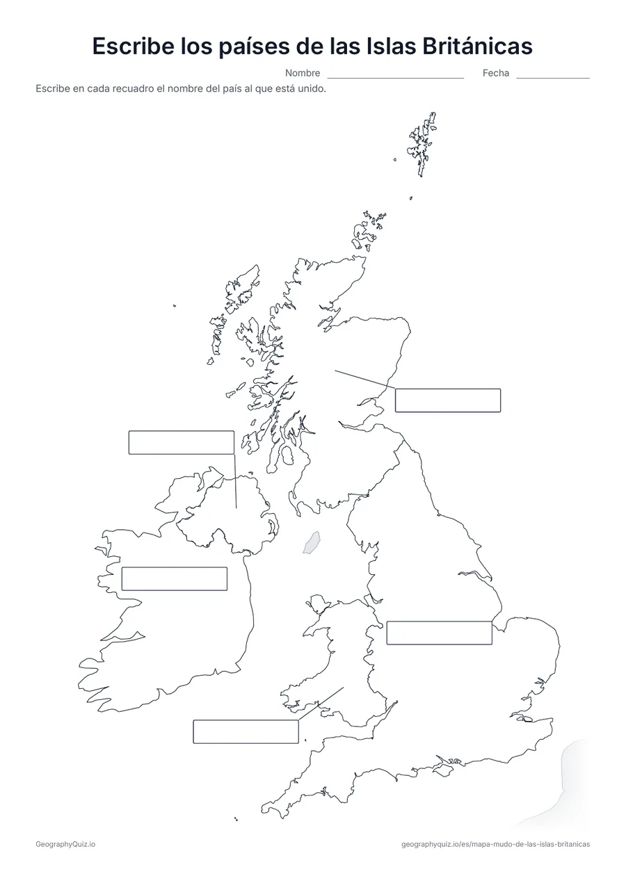 Vista previa de la ficha para imprimir «Escribe los países de las Islas Británicas»