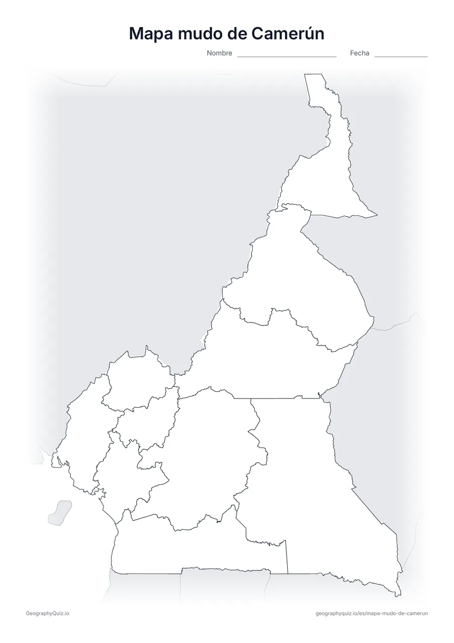 Vista previa de la ficha para imprimir «Mapa mudo de Camerún»