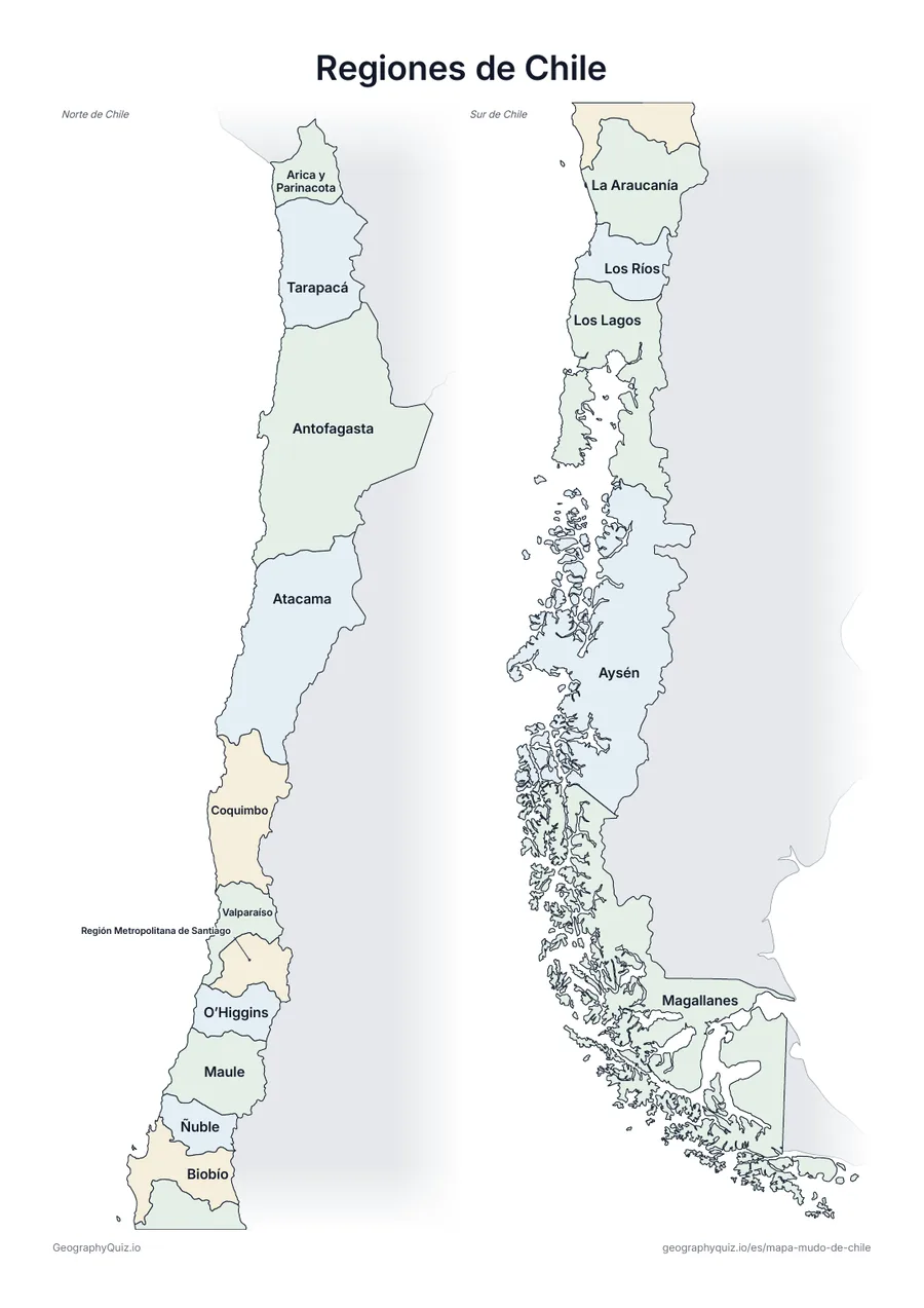 Vista previa de la ficha para imprimir «Regiones de Chile»