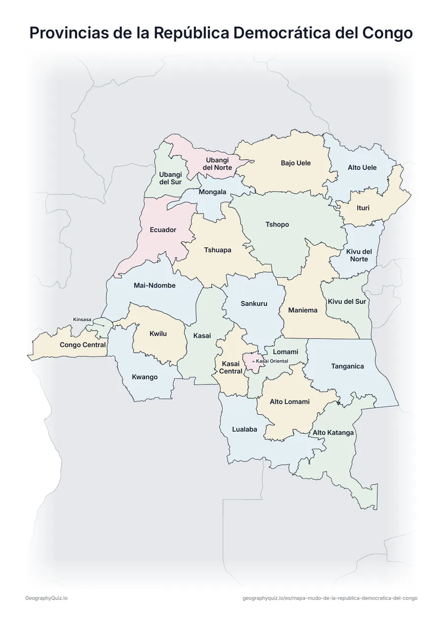 Vista previa de la ficha para imprimir «Provincias de la República Democrática del Congo»