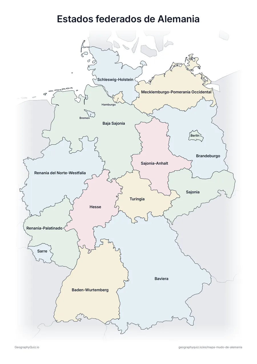 Vista previa de la ficha para imprimir «Estados federados de Alemania»