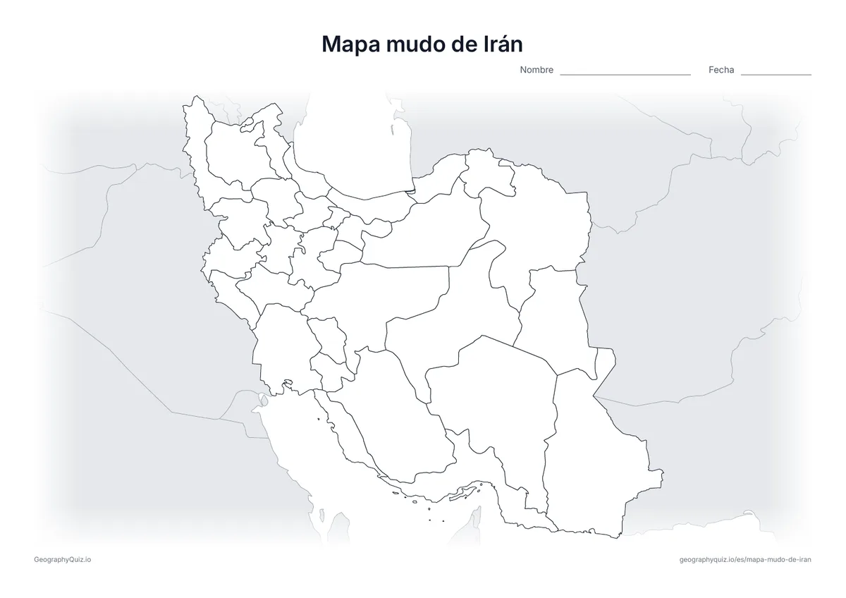 Vista previa de la ficha para imprimir «Mapa mudo de Irán»