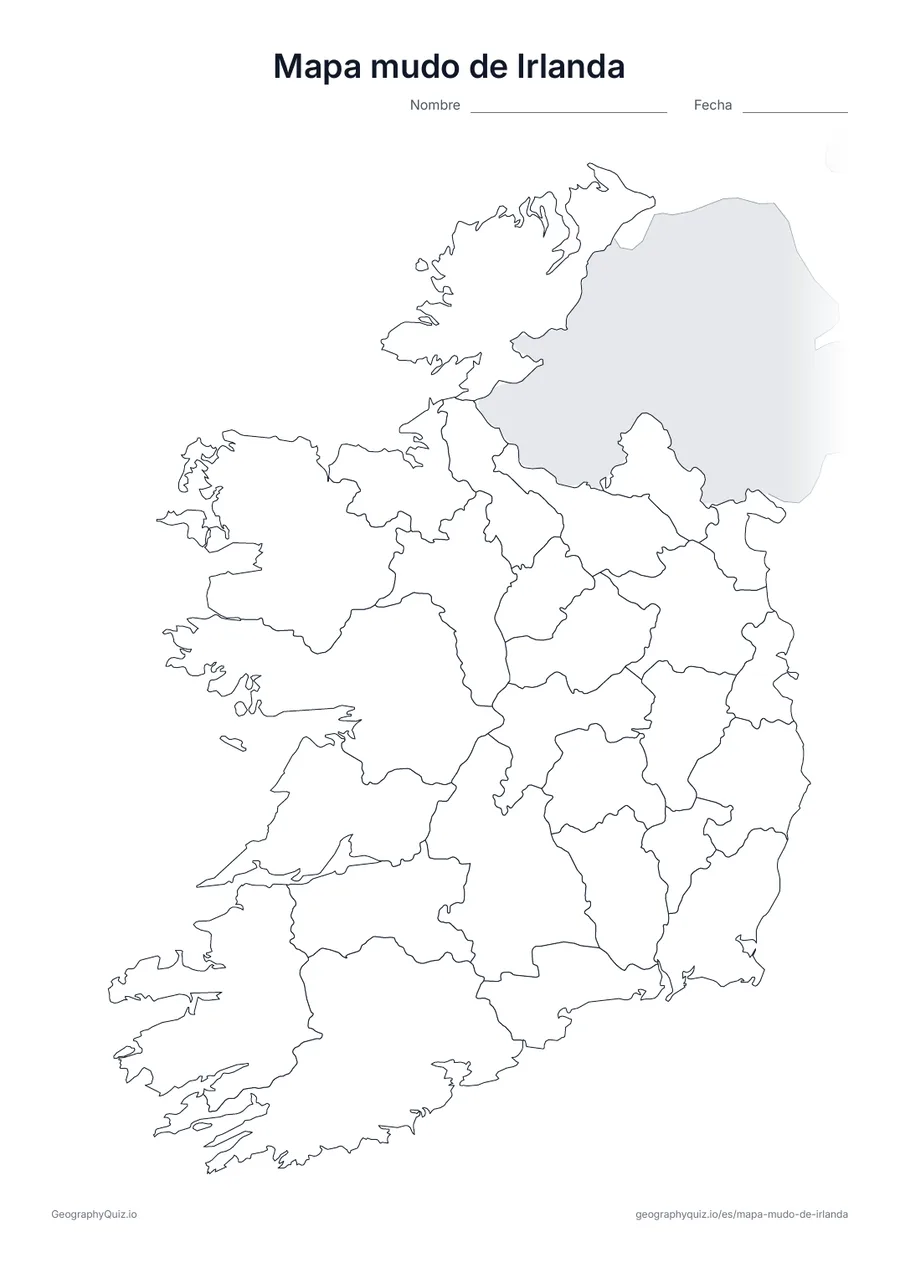 Vista previa de la ficha para imprimir «Mapa mudo de Irlanda»