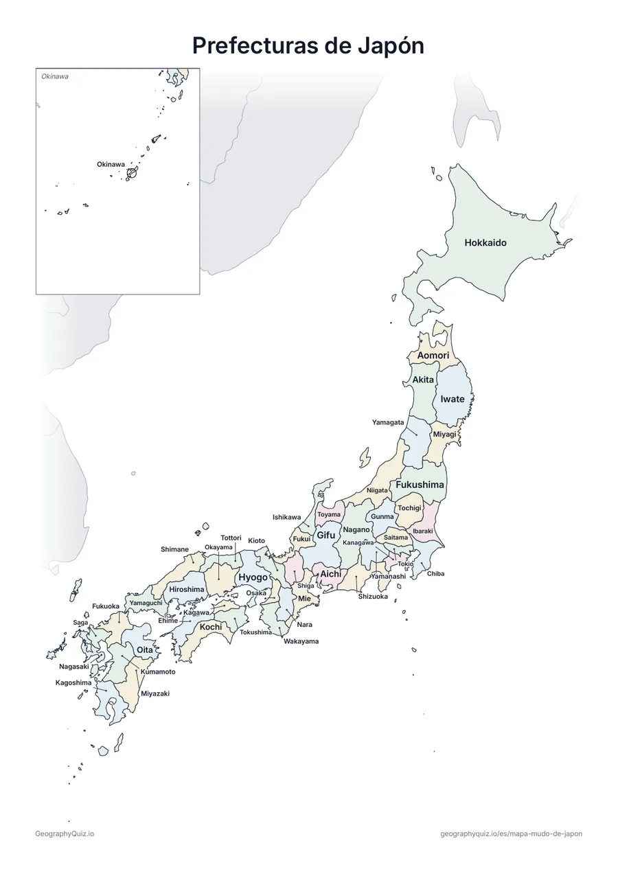 Vista previa de la ficha para imprimir «Prefecturas de Japón»