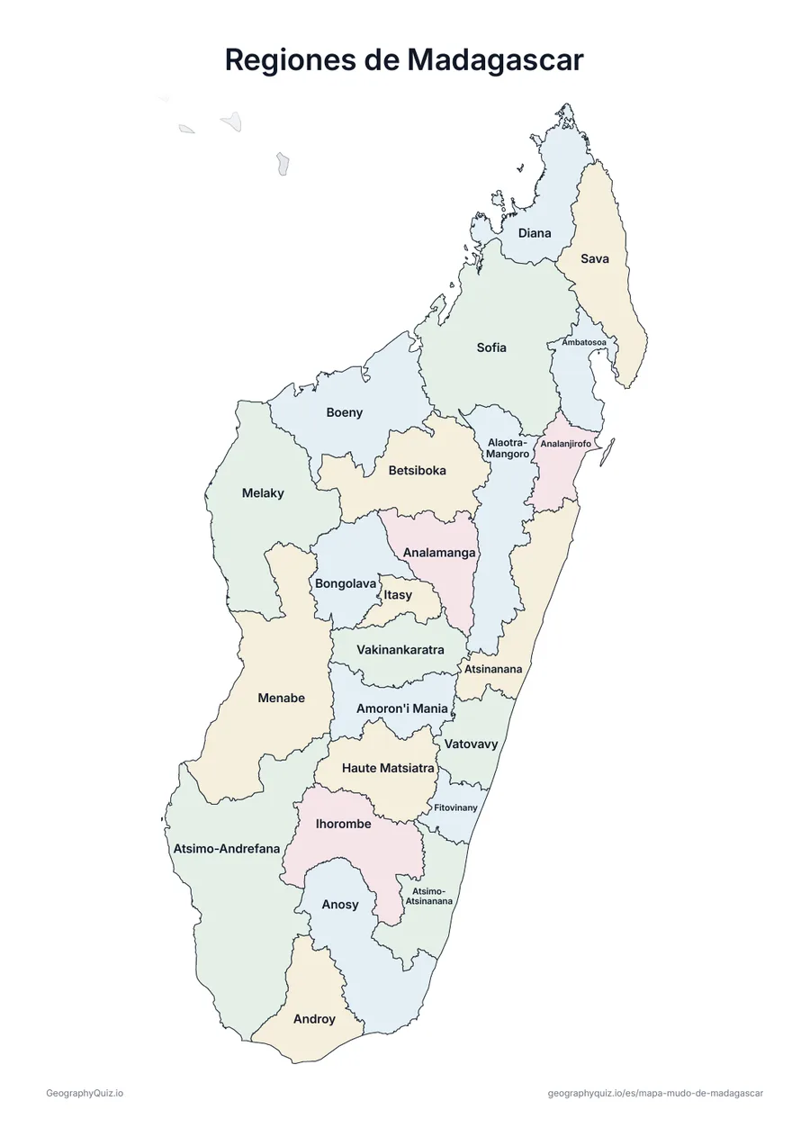 Vista previa de la ficha para imprimir «Regiones de Madagascar»