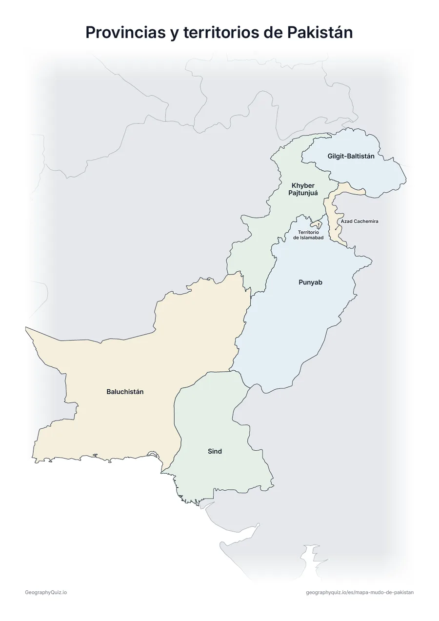 Vista previa de la ficha para imprimir «Provincias y territorios de Pakistán»