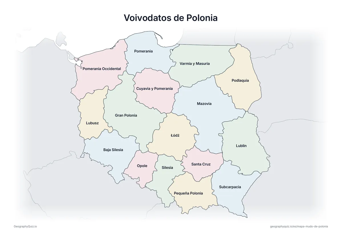Vista previa de la ficha para imprimir «Voivodatos de Polonia»