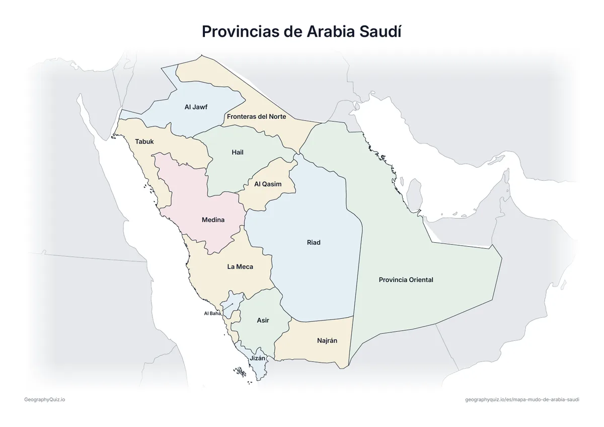Vista previa de la ficha para imprimir «Provincias de Arabia Saudí»