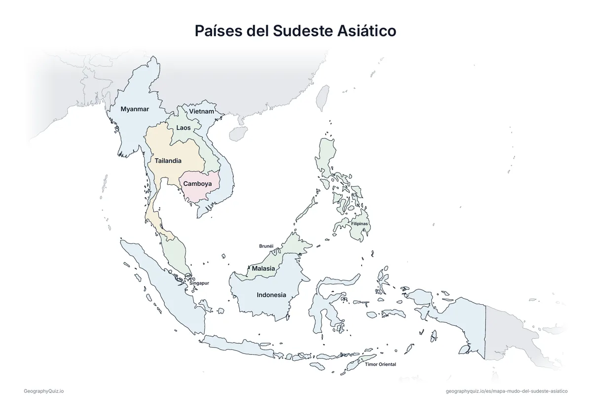 Vista previa de la ficha para imprimir «Países del Sudeste Asiático»