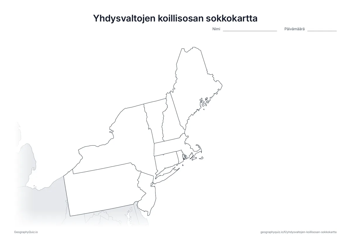 Esikatselu: sokkokartta – Yhdysvaltojen koillisosa