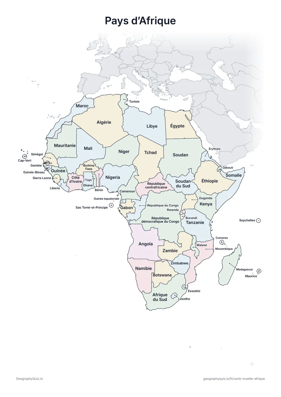 Aperçu de la fiche à imprimer « Pays d’Afrique »