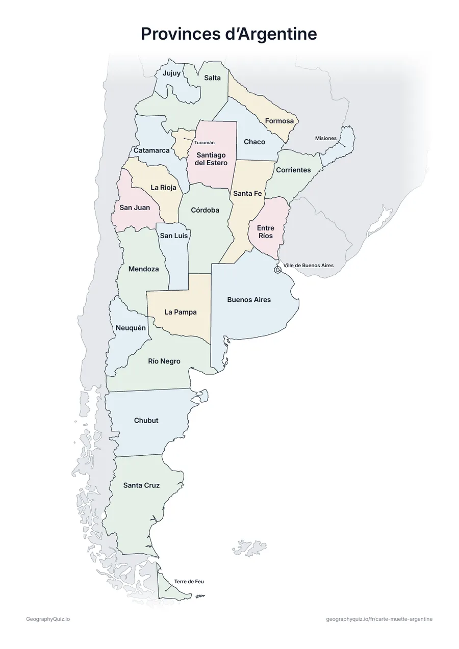 Aperçu de la fiche à imprimer « Provinces d’Argentine »