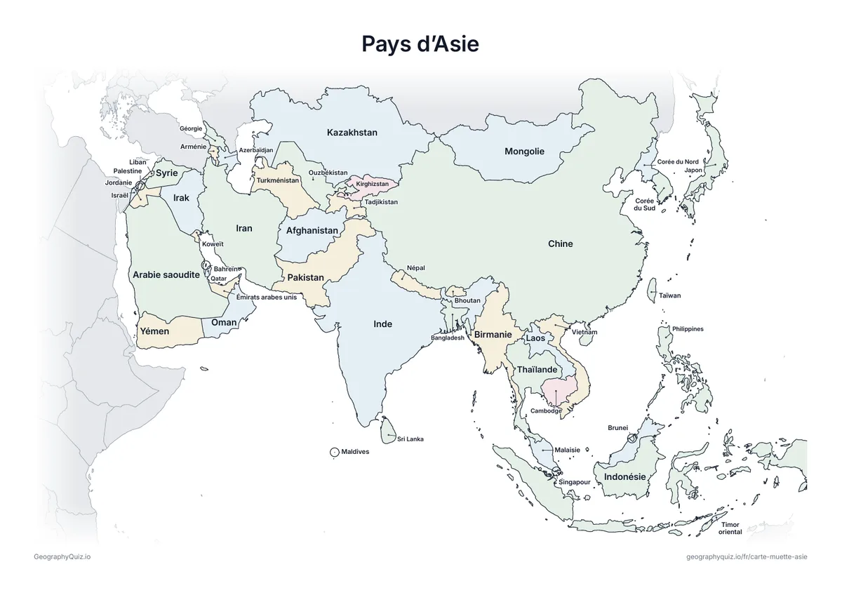 Aperçu de la fiche à imprimer « Pays d’Asie »