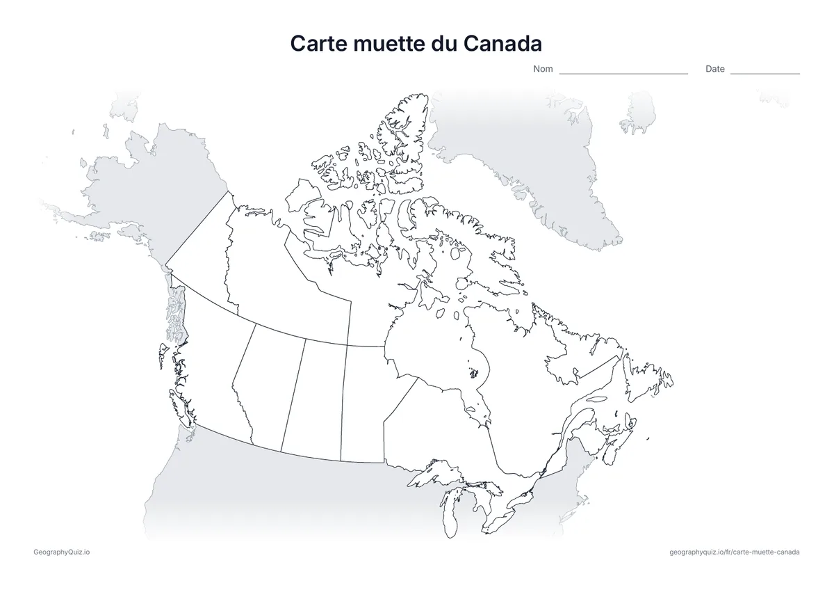 Aperçu de la fiche à imprimer « Carte muette du Canada »