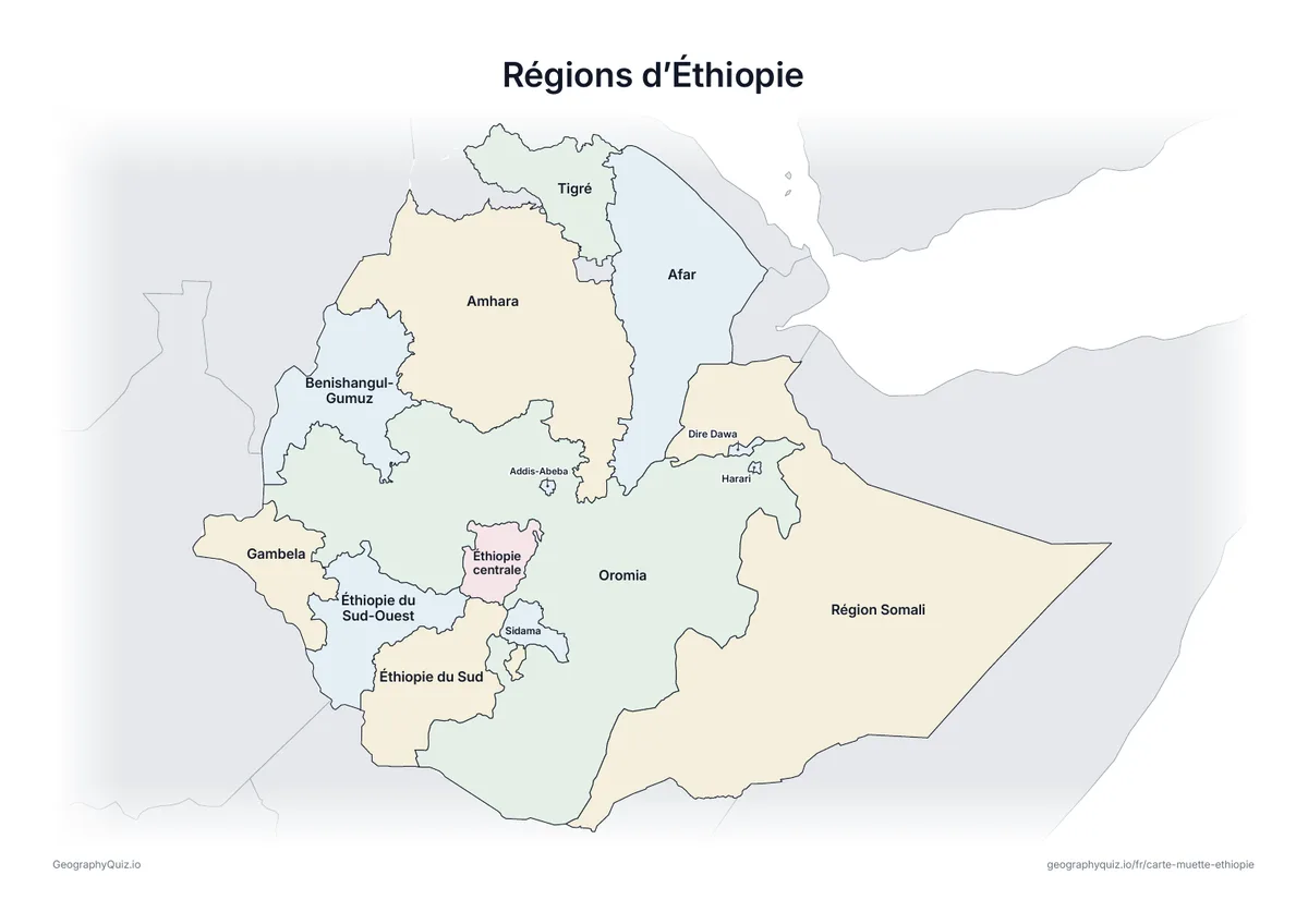 Aperçu de la fiche à imprimer « Régions d’Éthiopie »