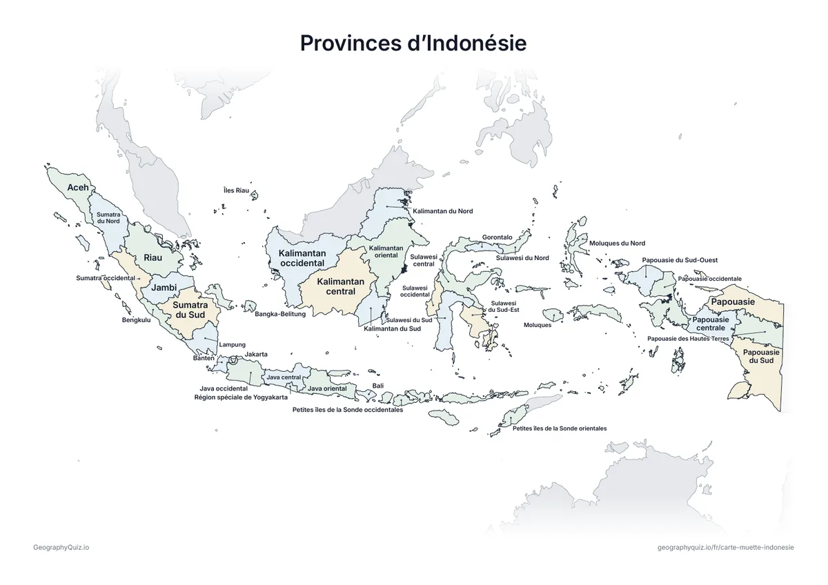 Aperçu de la fiche à imprimer « Provinces d’Indonésie »