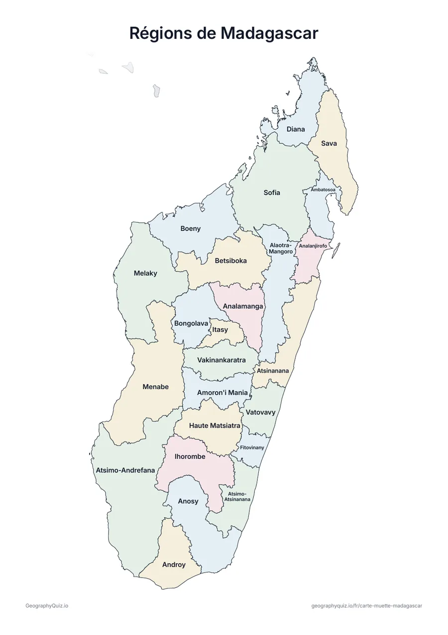 Aperçu de la fiche à imprimer « Régions de Madagascar »
