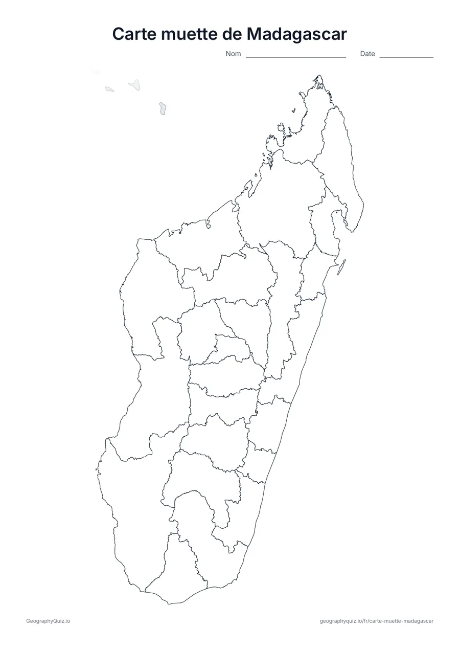 Aperçu de la fiche à imprimer « Carte muette de Madagascar »