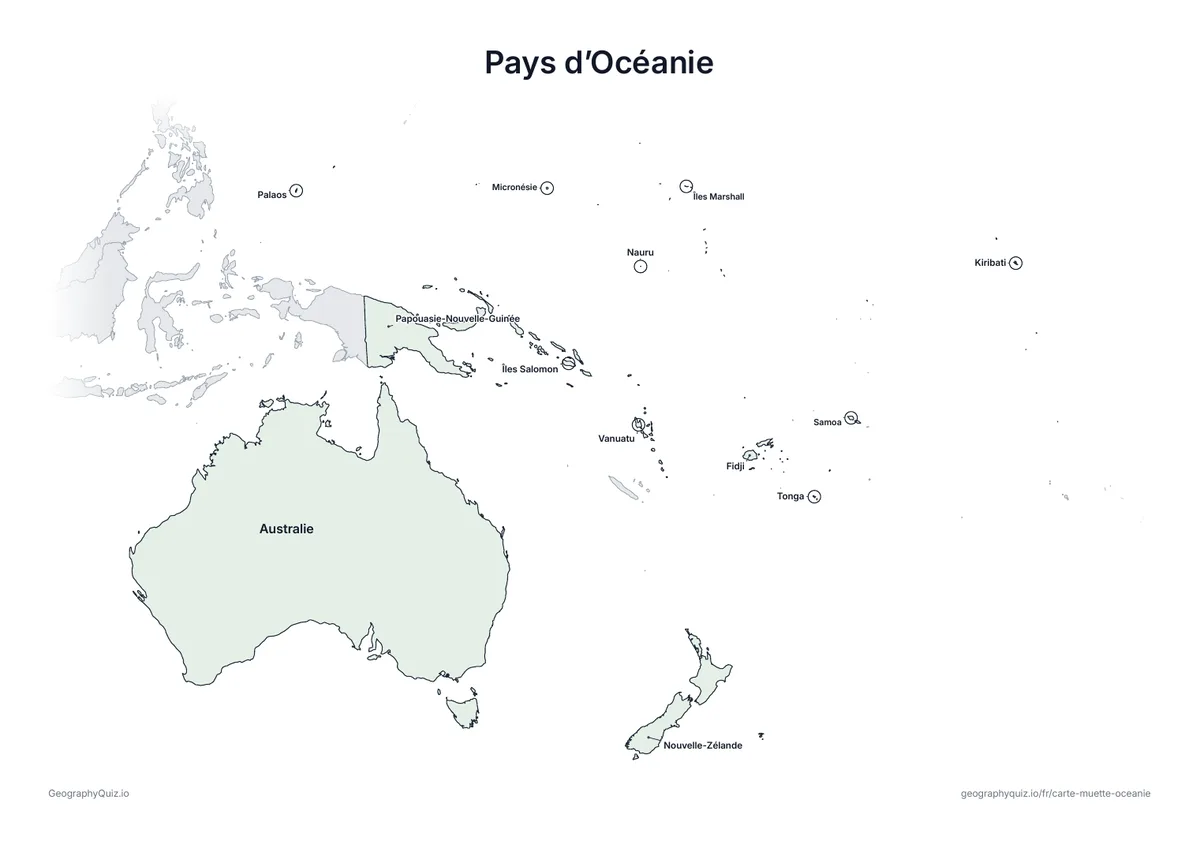 Aperçu de la fiche à imprimer « Pays d’Océanie »