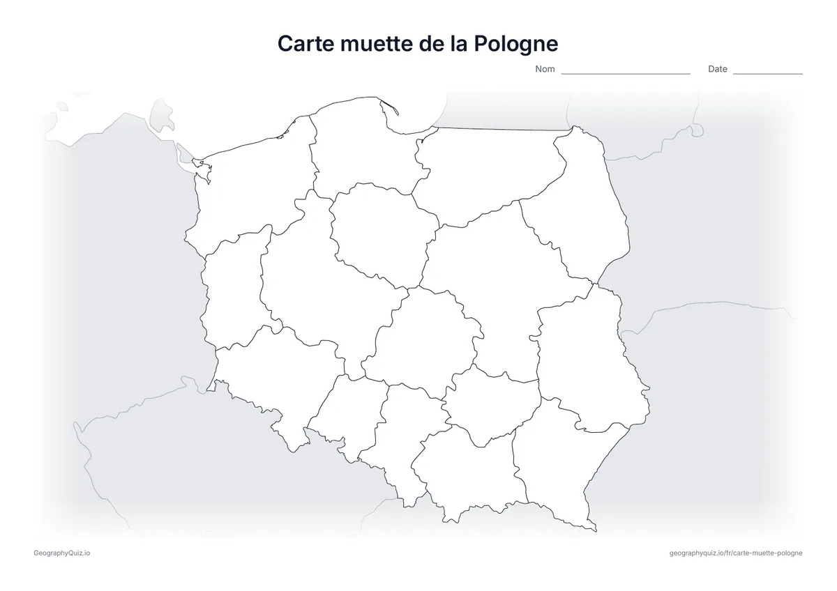 Aperçu de la fiche à imprimer « Carte muette de la Pologne »