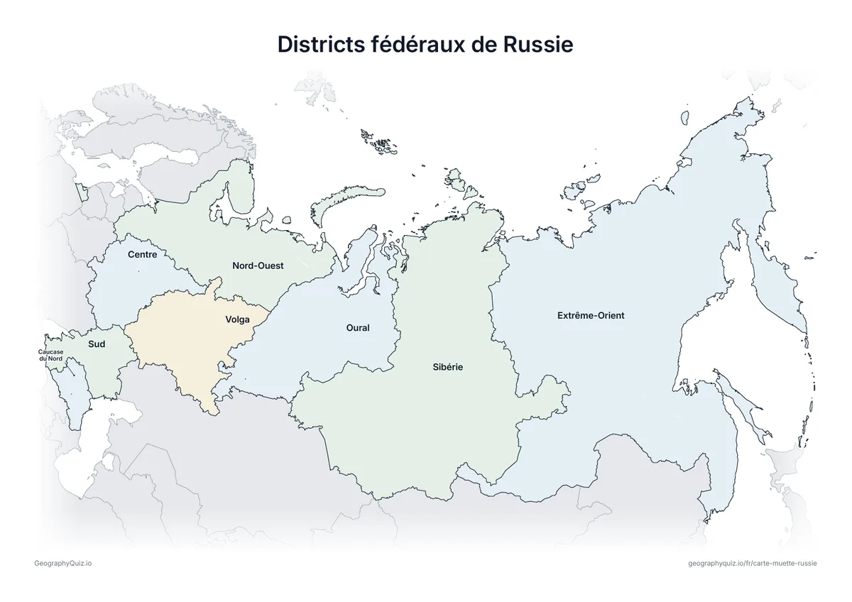 Aperçu de la fiche à imprimer « Districts fédéraux de Russie »