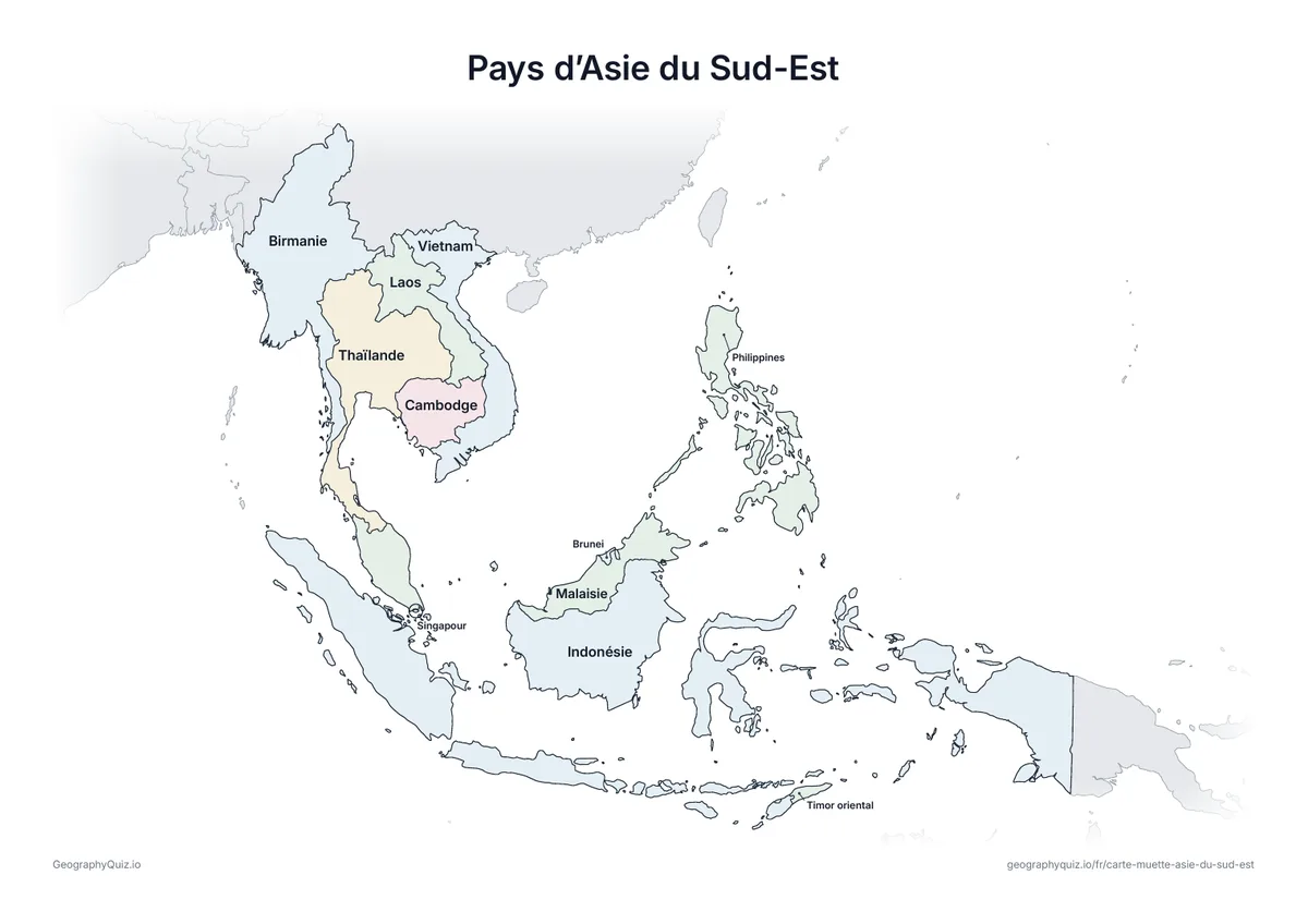 Aperçu de la fiche à imprimer « Pays d’Asie du Sud-Est »