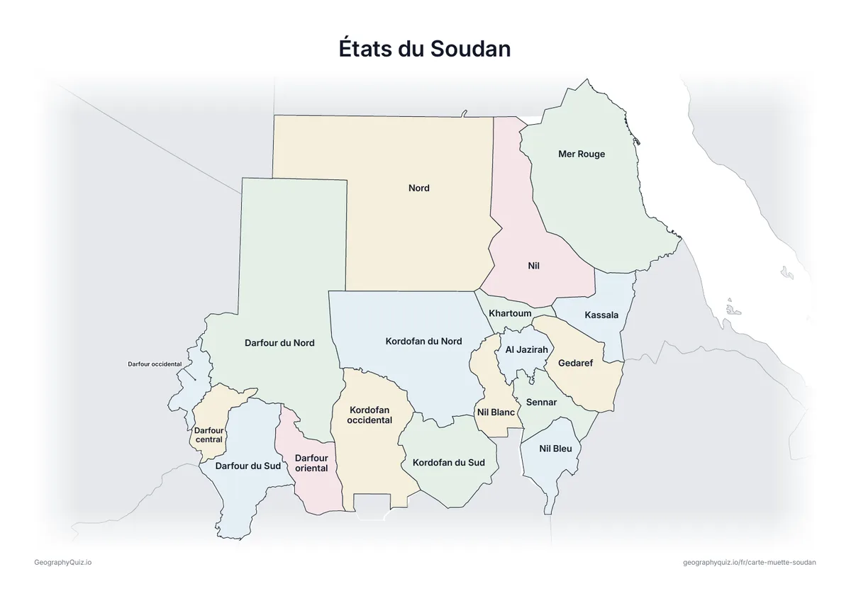 Aperçu de la fiche à imprimer « États du Soudan »
