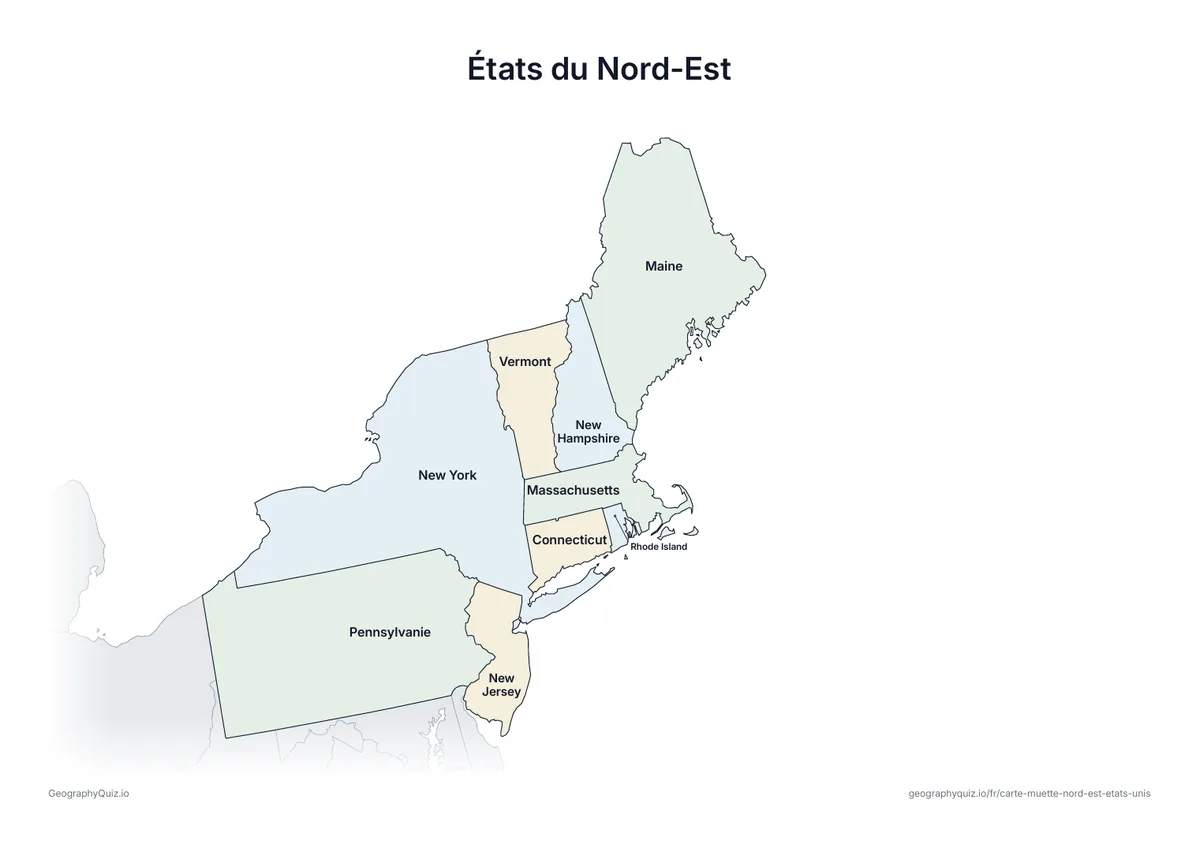 Aperçu de la fiche à imprimer « États du Nord-Est »